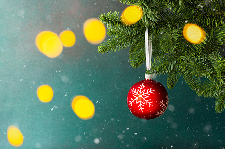 Christmas ball hanging, a Holiday Photo by Pandateam
