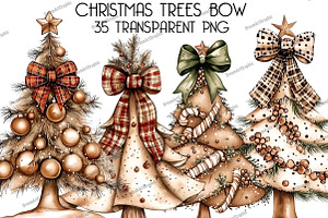 Christmas Trees Bow Clipart, an Illustration by DreamArtGraphic