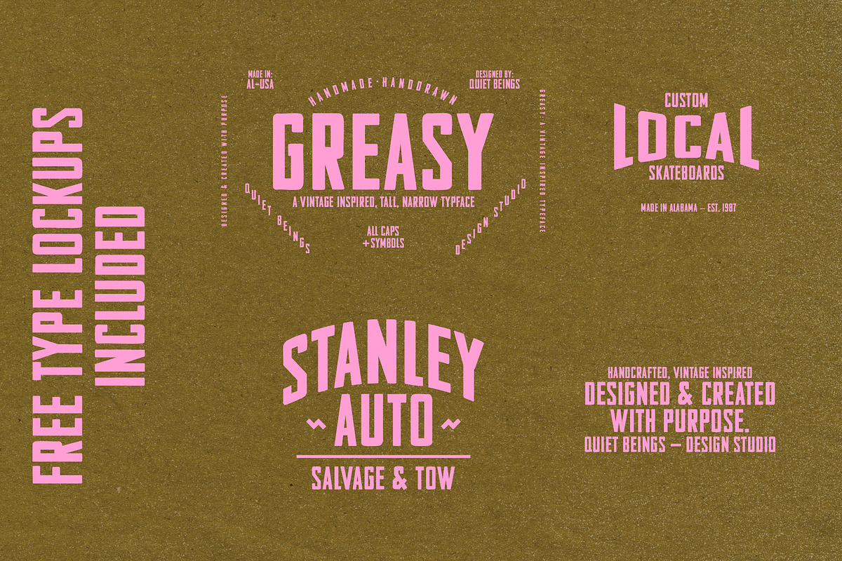 Greasy - Handdrawn Vintage Typeface, a Handwritten Font by Quiet Beings Design Studi (Photo 7 of 8)