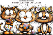 Whimsical Easter Cat Clipart, an Animal Illustration by designcity5 (Thumbnail 1 of 5)