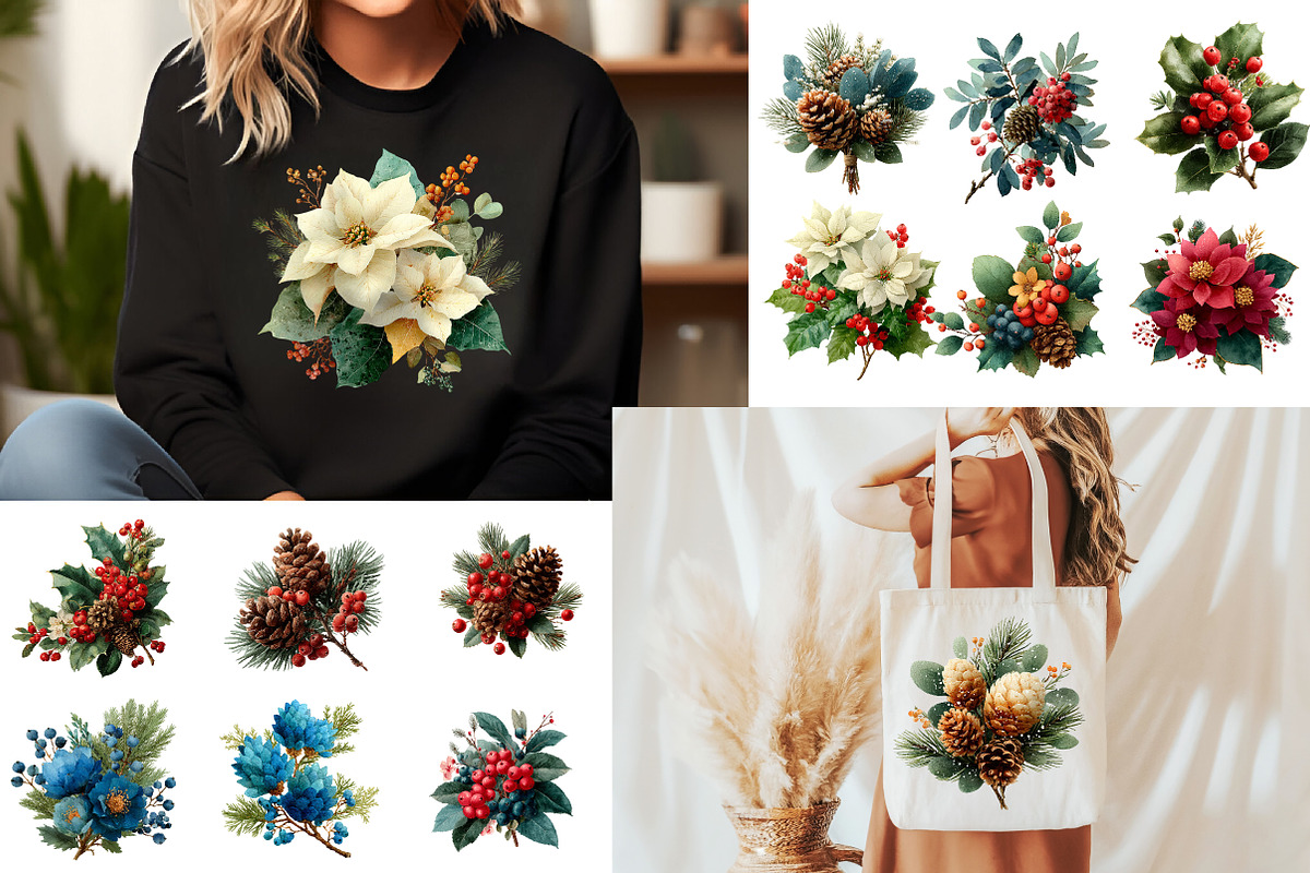 Christmas Bouquets Clipart, an Illustration by Designworld (Photo 4 of 6)