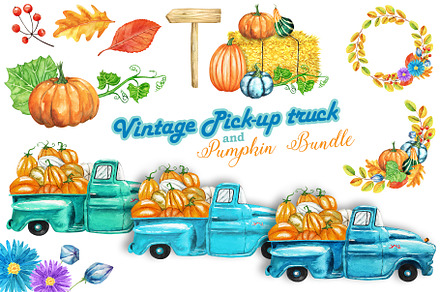 Watercolor Pick-up & Pumpkin Bundle