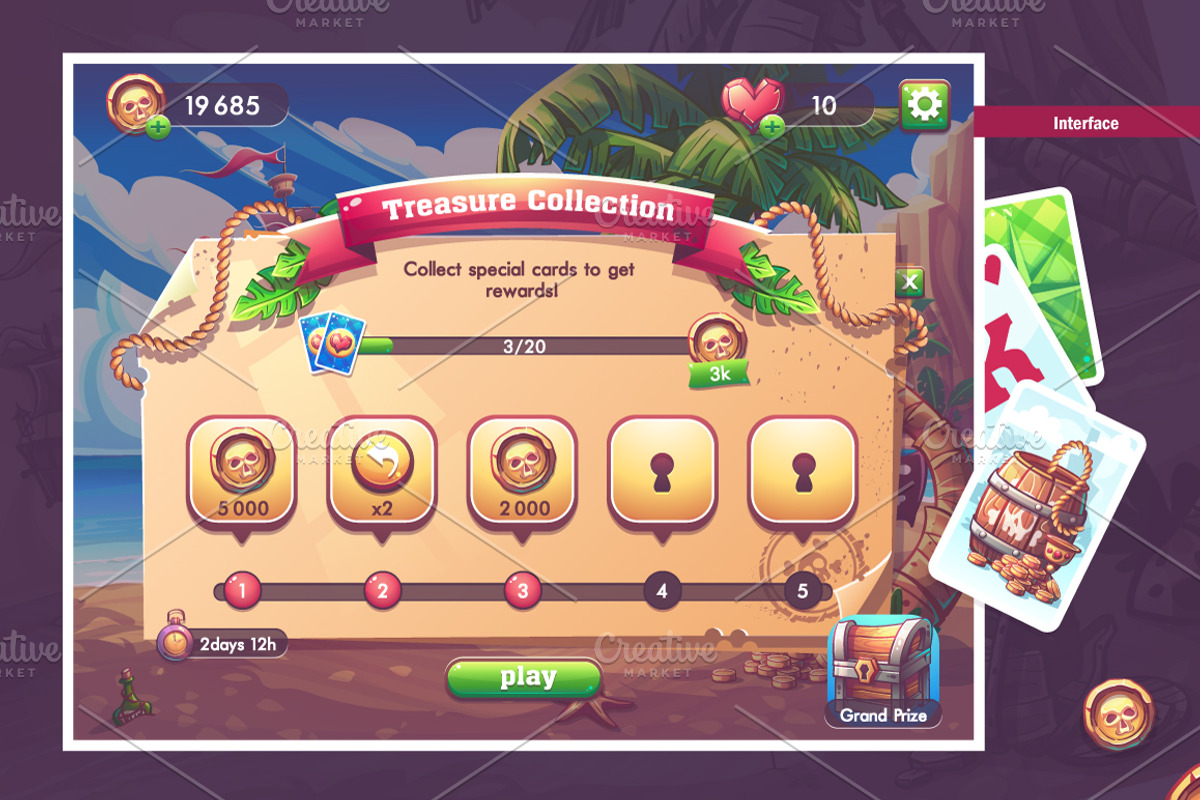 Solitare Pirates - Casual Game UI, an UI Kit Template by Nearbirds (Photo 9 of 12)