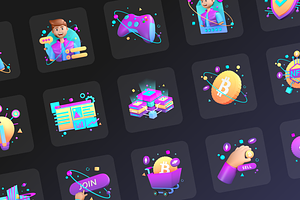 3D Metaverse Icon Set - Vol 2