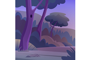 Dark forest. cartoon landscape with, an Illustration by Onyx