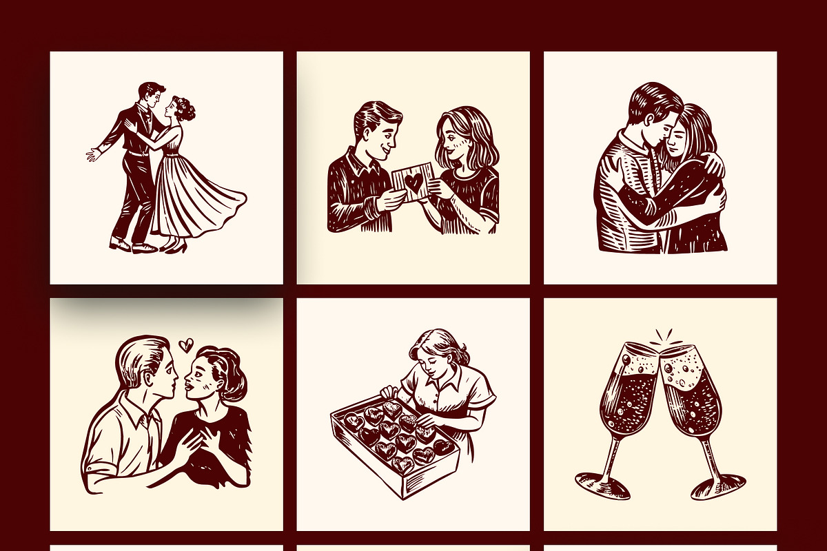 Vintage Valentines Illustration Set, a Person Illustration by Prosymbols (Photo 7 of 10)