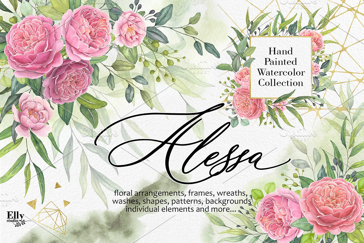 Roses - Watercolor Floral Collection, an Illustration by Elly Studio (Photo 1 of 16)