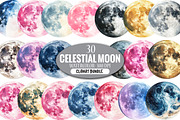 Celestial Moon Clipart Bundle, an Illustration by Pixels.Craft (Thumbnail 1 of 6)
