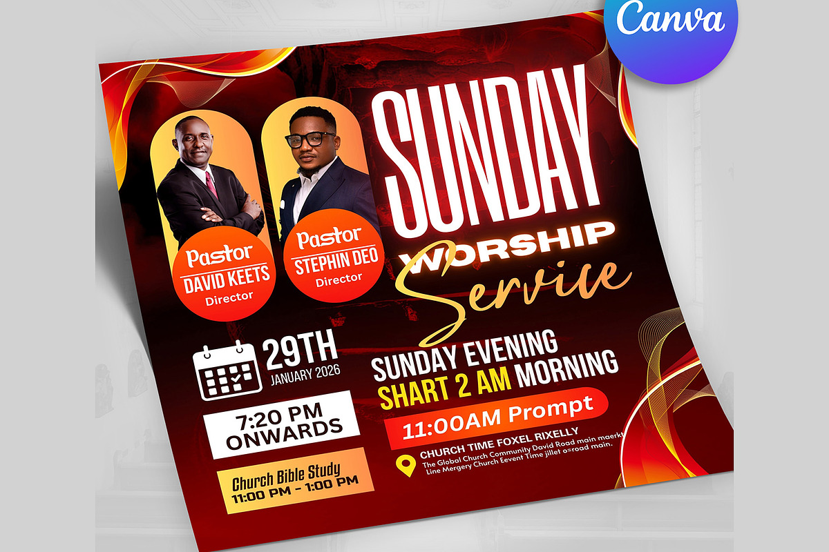 Sunday Worship Church Flyer, Canva, a Social Media Template by Design Up (Photo 3 of 3)