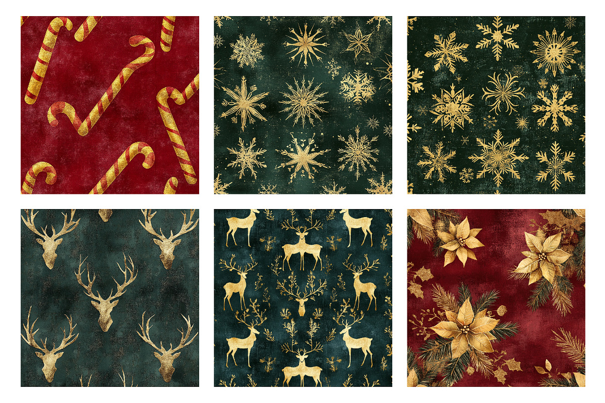 Golden Christmas Digital Papers, a Texture Graphic by SinaCreation (Photo 3 of 5)