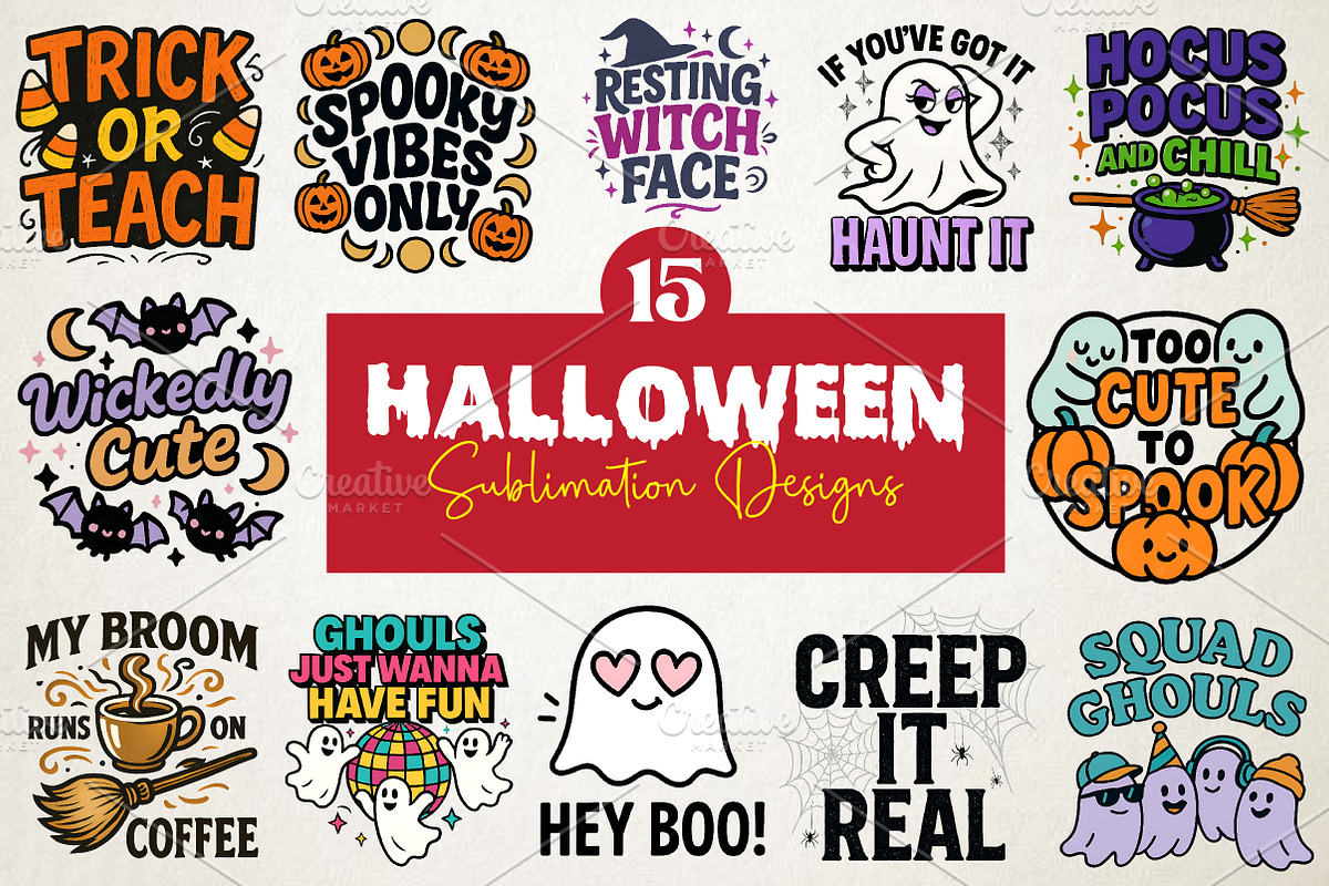 Halloween Sublimation Designs Bundle, an Illustration by RobertsArt