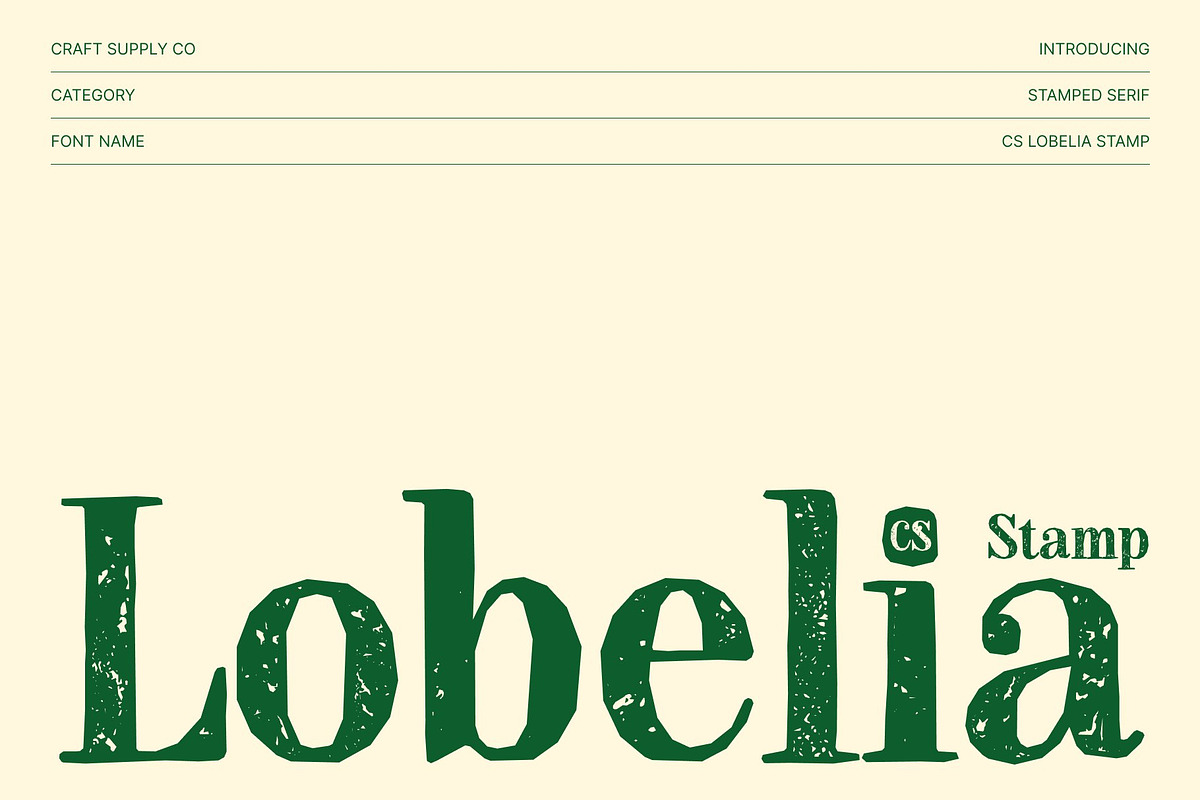 CS Lobelia Stamp, a Serif Font by Craft Supply Co. (Photo 1 of 8)