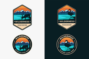 Wild Lake Mountain Landscape Logo