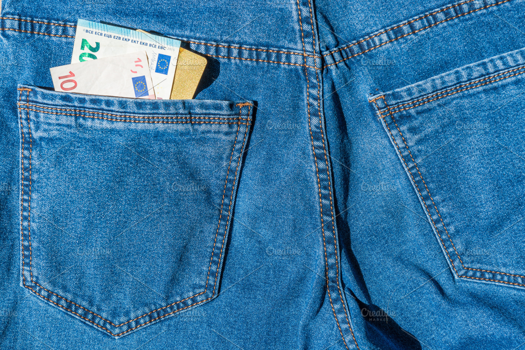 Pisa card with euro cash in jeans pocket, a Business Photo by Vapi