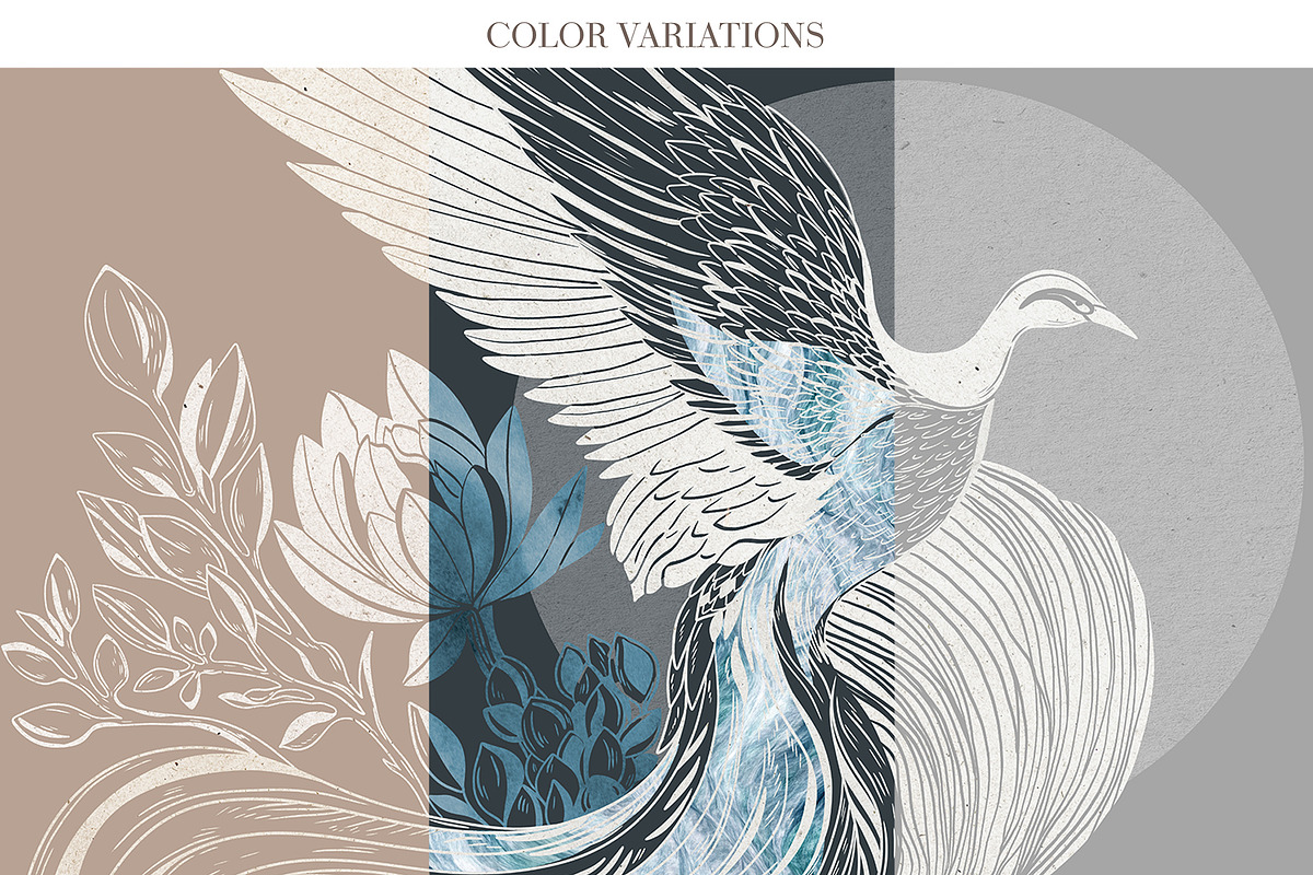 Hand Drawn Digital Wallpaper Phoenix, a Wallpaper Graphic by Nature.Of.Kate (Photo 3 of 11)