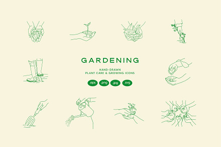 Gardening Icon Illustrations, an Outline Icon by Essay Studio