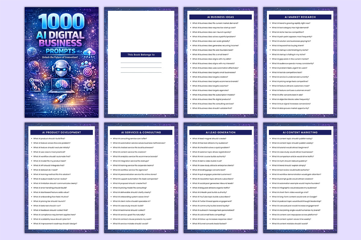 1000 AI Digital Business Prompts, a Stationery Template by Mustafiz (Photo 3 of 8)