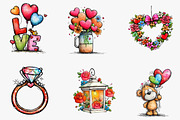 Whimsical valentines clip art, an Illustration by CreationArt (Thumbnail 5 of 6)