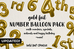 Gold Foil Number Balloon Pack