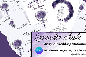Lavender Aisle Wedding Stationery, an Invitation Template by Christopher Brian Studio