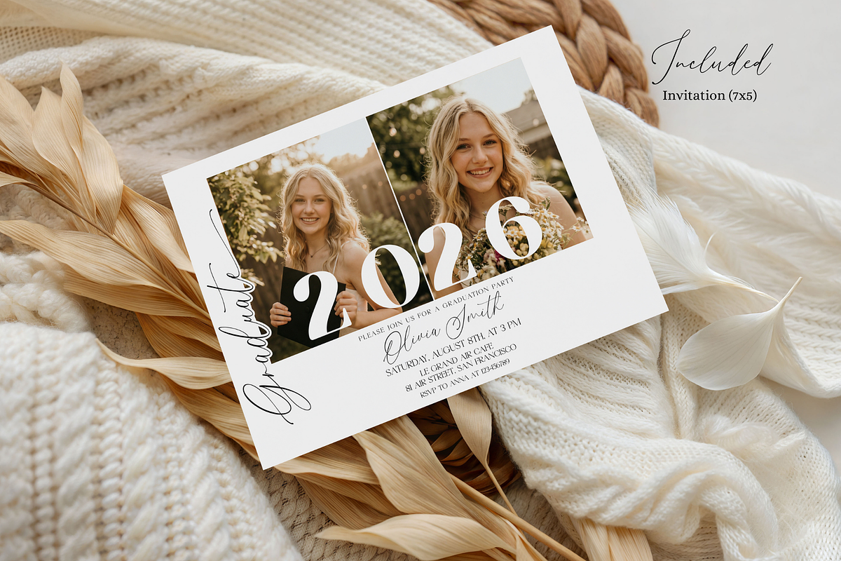 Grad Party 2026: Minimalist, an Invitation Template by MockupWizard (Photo 2 of 3)