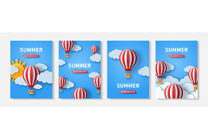 Red vintage air balloons poster, a Transportation Illustration by kotoffei