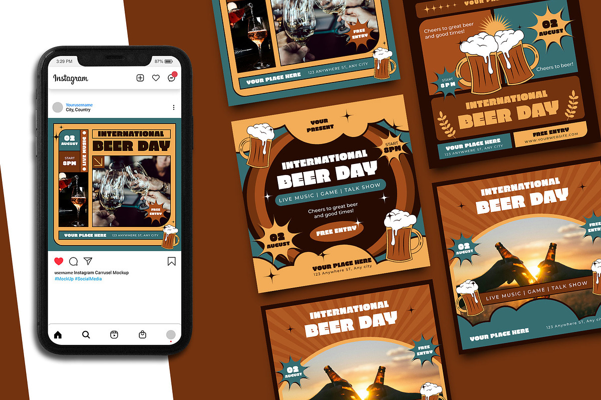 Beer Day Instagram Post Template, a Social Media Template by Artnivora.Std (Photo 1 of 5)