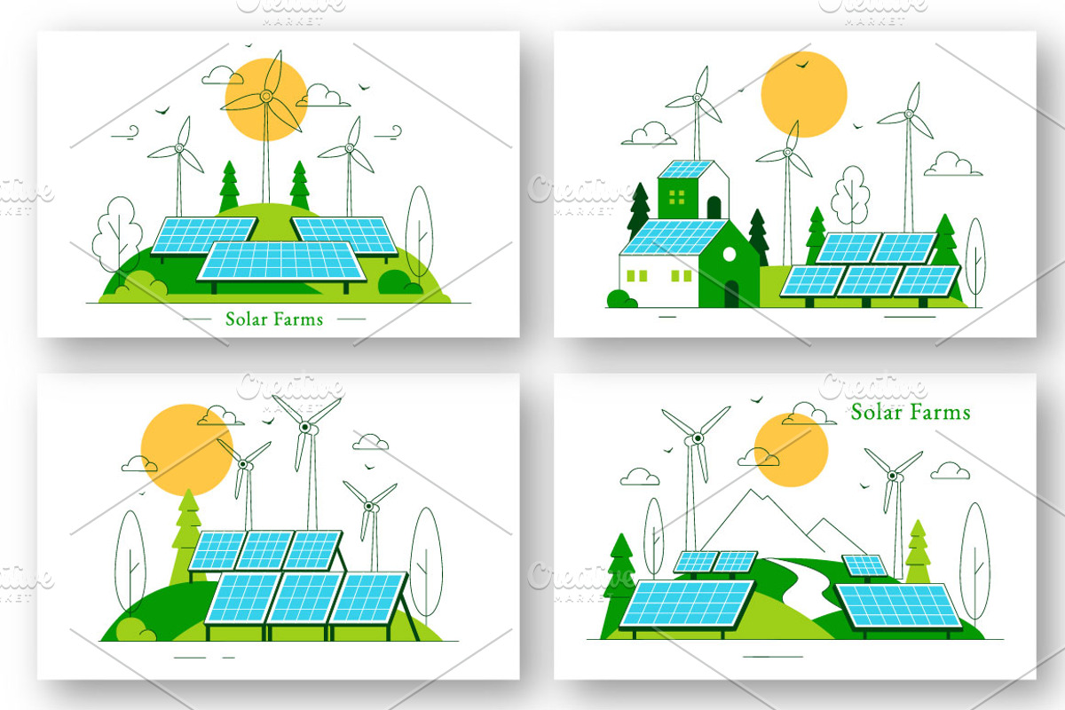 10 Solar Farms Illustration, a Technology Illustration by denayunebgt (Photo 2 of 4)