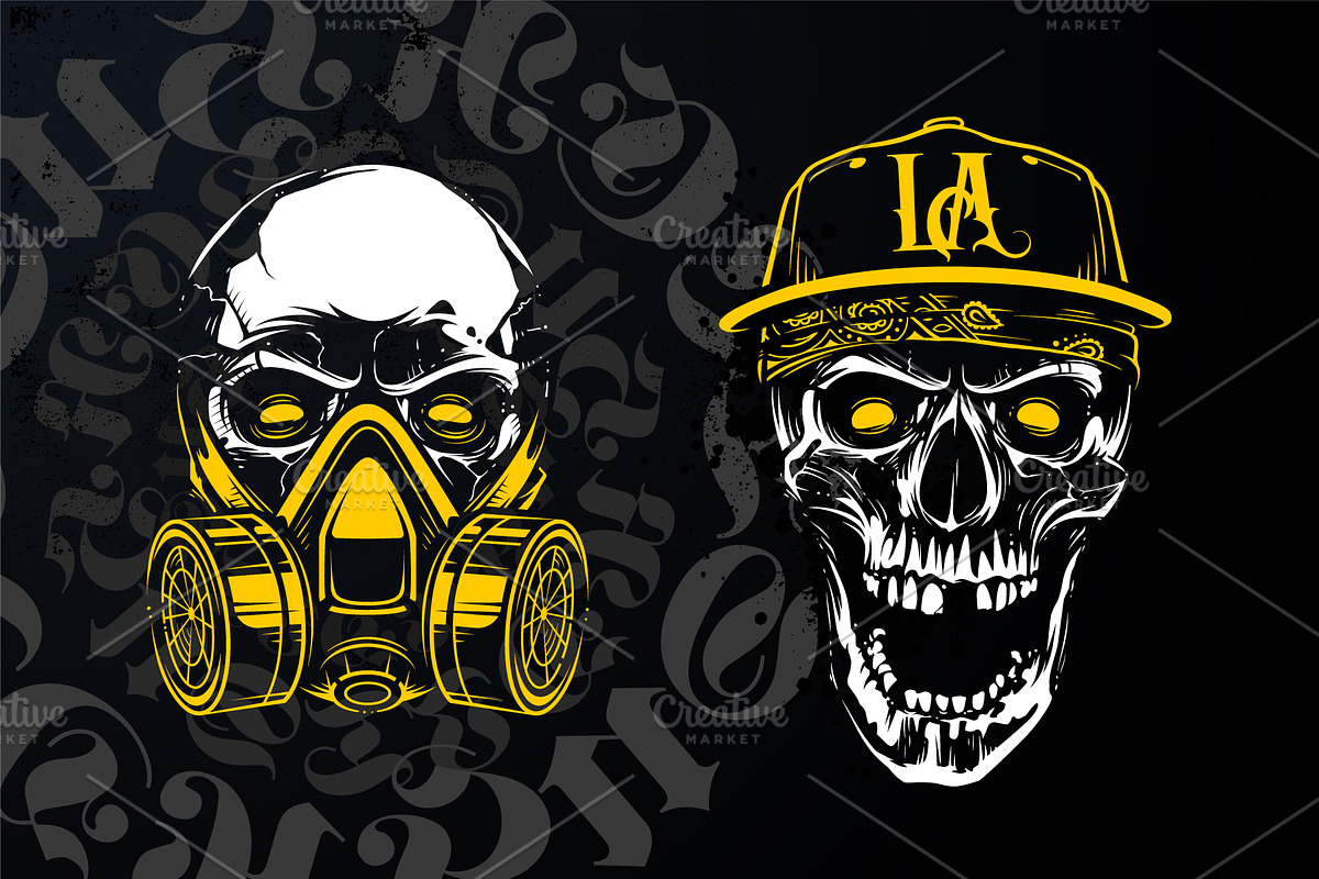 Hustler Skull Vector Art, a Decorative Illustration by Vecster (Photo 3 of 7)