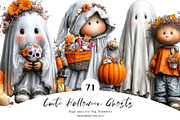Cute Halloween Ghosts, a Seasonal Illustration by CreationArt (Thumbnail 1 of 7)