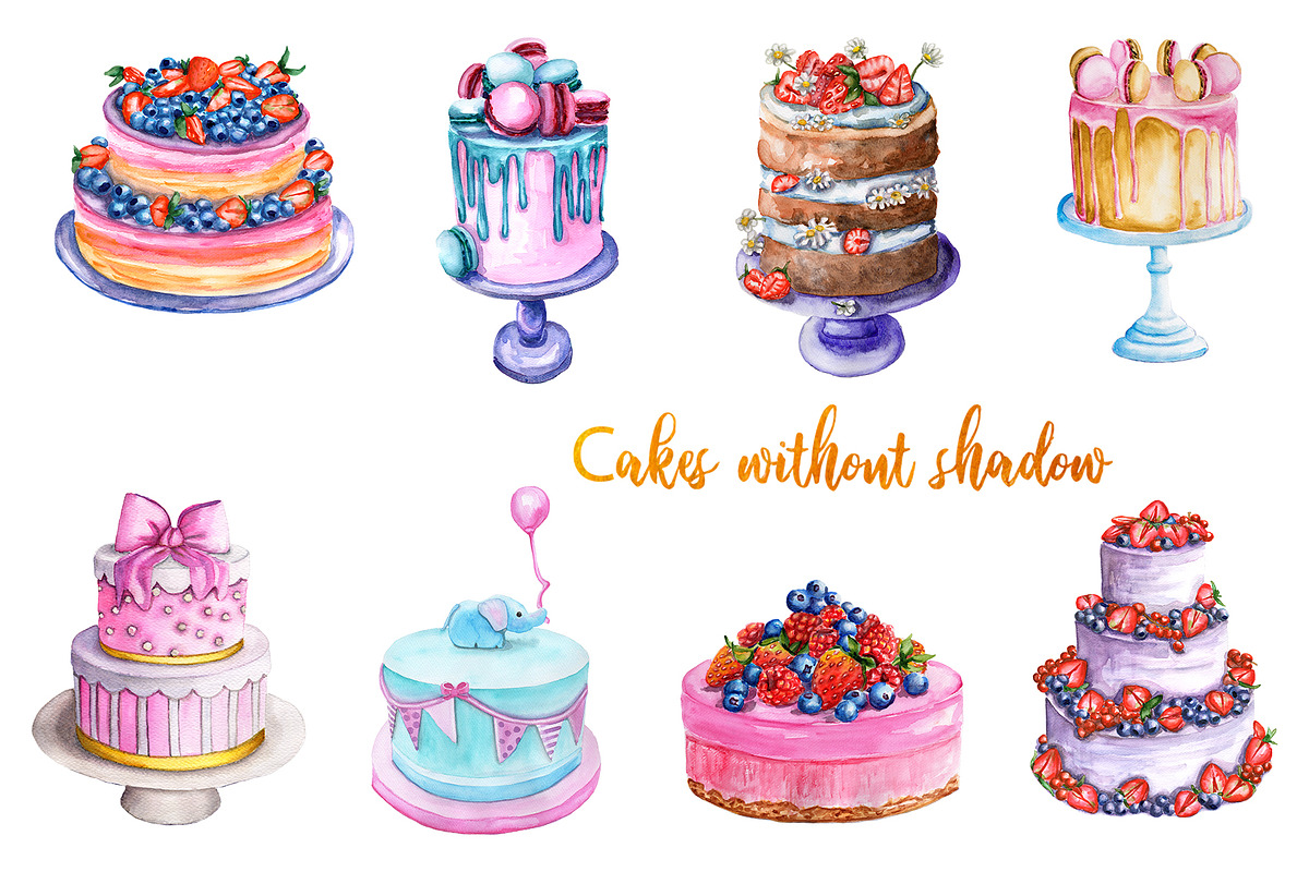 Watercolor cake set, a Food Illustration by Olha's watercolor (Photo 4 of 4)