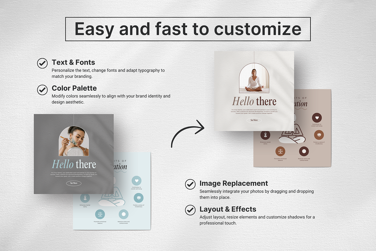 Wellness Instagram Post Templates, a Social Media Template by DigiPax (Photo 8 of 10)