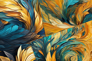 Vibrant Swirls In Gold And Cyan