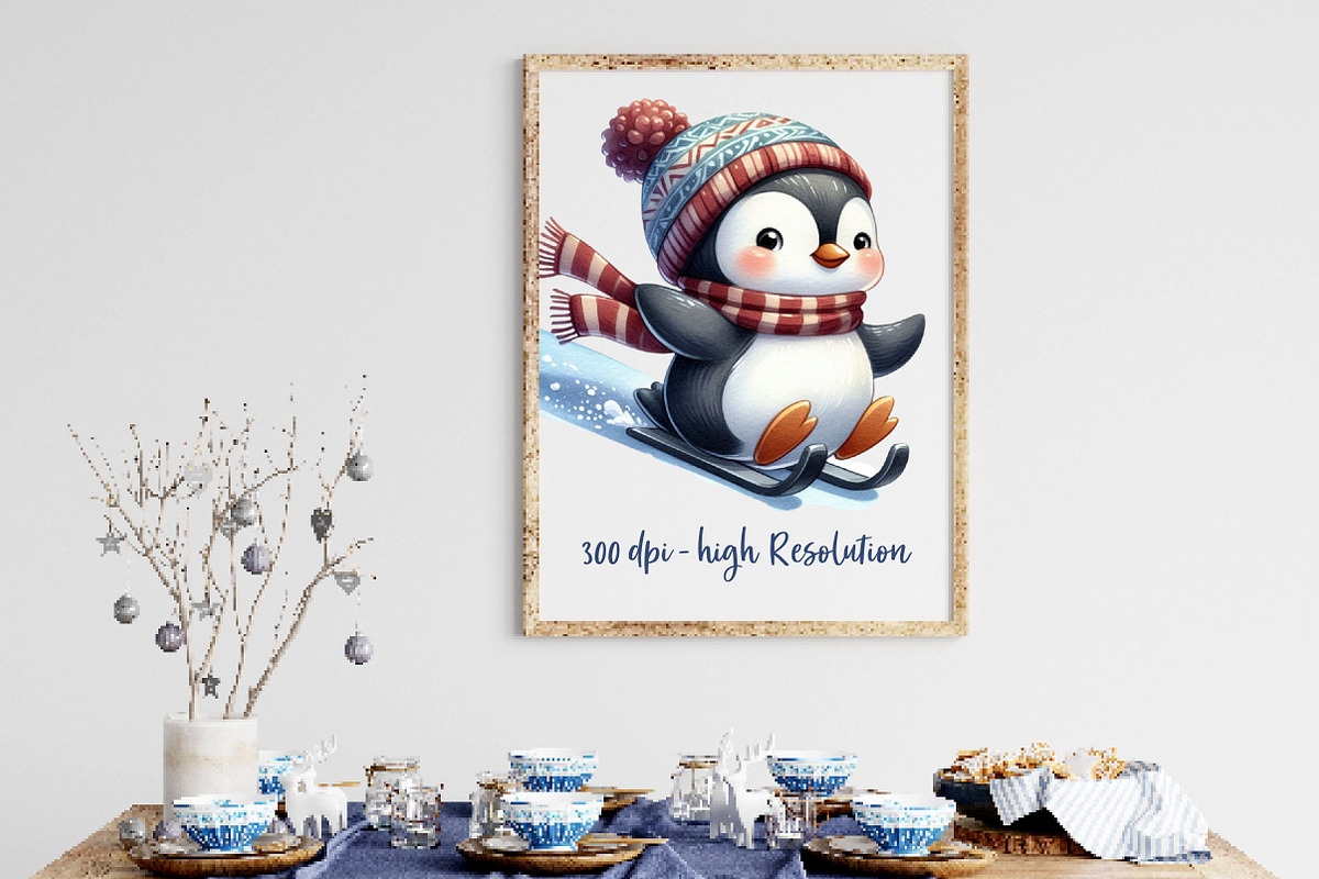 Watercolor Ice Penguin Clipart PNG, a Work Illustration by Dream Creation (Photo 3 of 6)