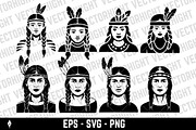 Native American woman portrait, a Person Illustration by Vectorhight (Thumbnail 1 of 3)