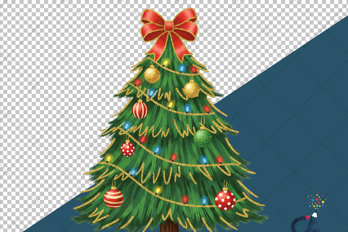 Glitter Christmas Tree Coquette Bow, an Illustration by Creative Art (Photo 5 of 6)
