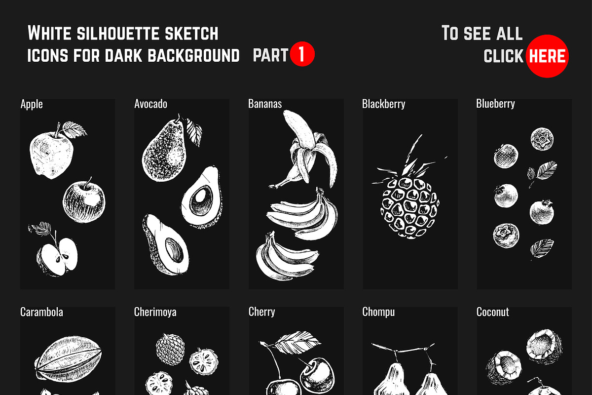Fruits - hand drawn vector set, a Food Illustration by Margo Miller (Photo 6 of 25)
