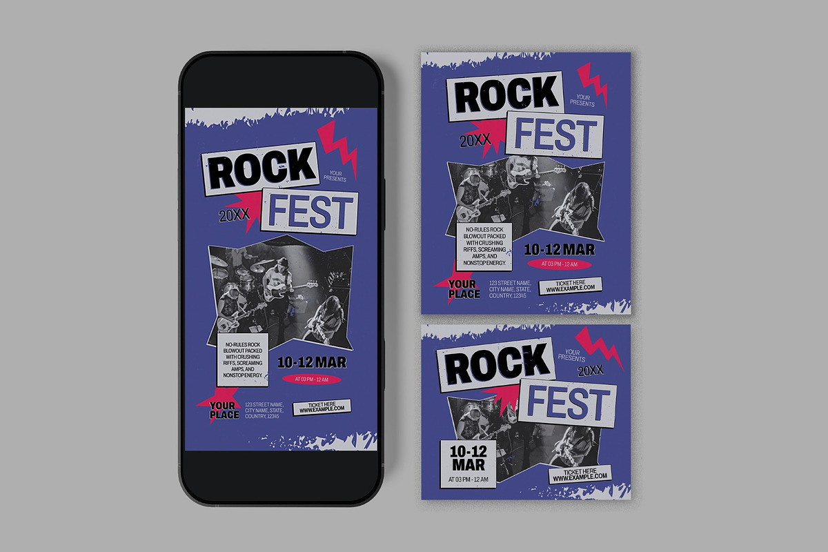 Rock Festival Flyer, a Flyer Template by graphicook (Photo 3 of 3)