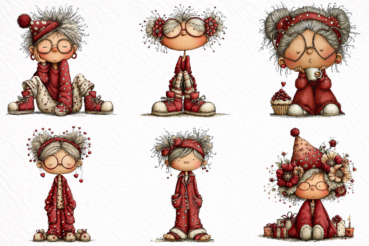 Whimsical Old Lady Birthday Clipart, an Illustration by DreamArtGraphic (Photo 8 of 8)