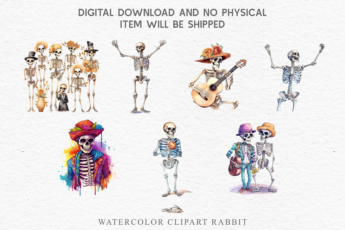 Cute Skeleton Skull Halloween Creepy, a Seasonal Illustration by Rabbit Heart (Photo 5 of 10)