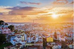 Sunset view of Lisbon from Miradouro, an Architecture Photo by f9photos
