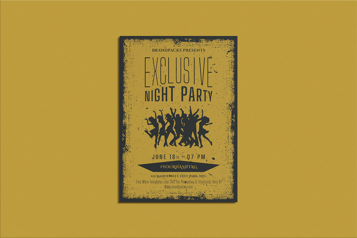 Exclusive Night Party Flyer Template, a Flyer Template by Creatiya Type (Photo 2 of 4)