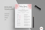 Elegant Floral CV Template, a Stationery Template by Emaholic Template (Thumbnail 1 of 5)