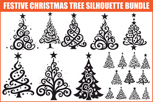 Festive Swirl Xmas Tree Bundle, an Illustration by yasushie