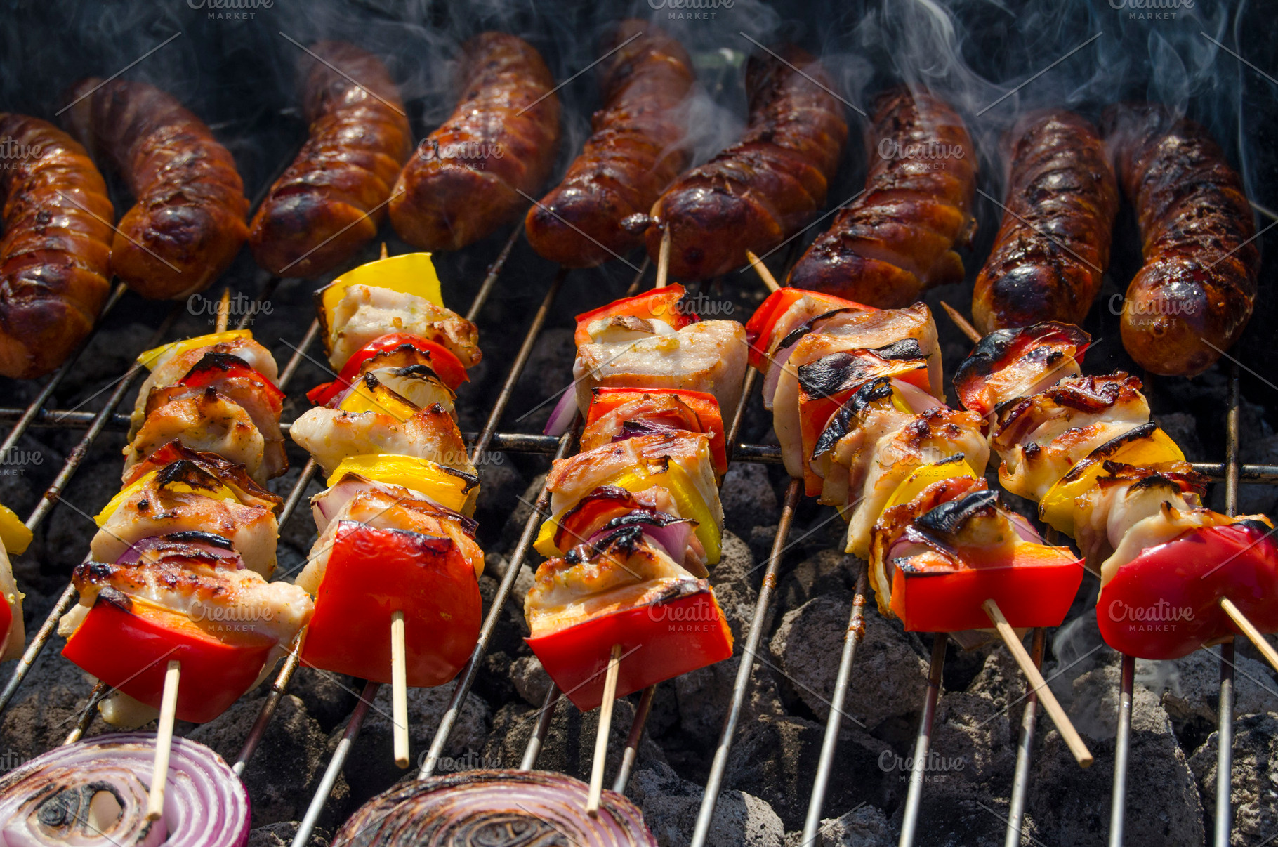 Grill - meat - sausages - skewers, a Food & Drink Photo by Wordica - PhotoShop