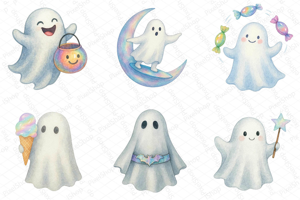 Funny Halloween Ghost Iridescent, an Illustration by DreamPrint404 (Photo 3 of 5)