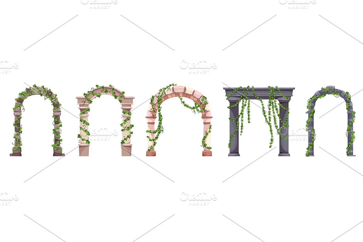 Stone arches with plants. Climbing, an Object Illustration by YummyBuum