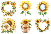 Sunflower Mother's Day Clipart, an Illustration by Watercolor design (Thumbnail 4 of 12)