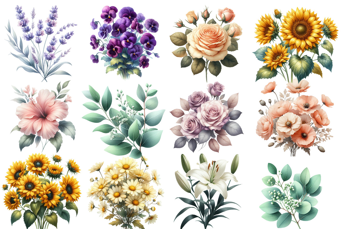 Floral Clipart  Bundle, an Illustration by Designworld (Photo 2 of 4)