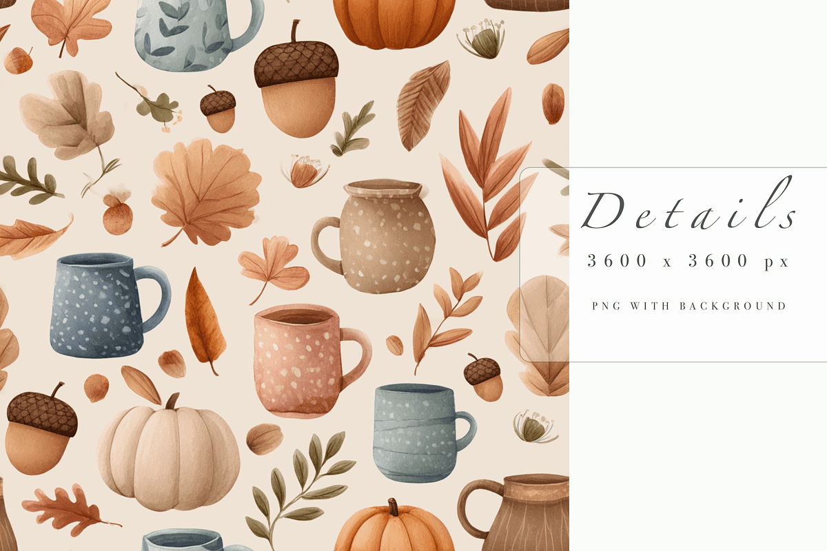 Autumn Leaves Seamless Pattern, a Decorative Illustration by Pati Charm Studio (Photo 4 of 7)